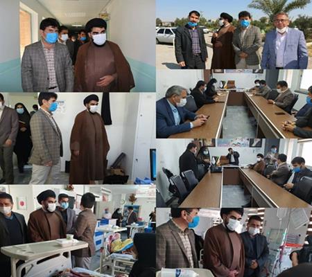 بازدید نماینده دفتر مقام معظم رهبری ورئیس ستاد اقامه نماز بهمراه رئیس امور فرهنگی ودانشجویی دانشگاه علوم پزشکی ایلام از بیمارستان امام حسین( ع) مهران